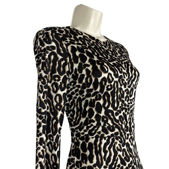 Tory Burch Cheetah Print Bodycon Dress Animal Party Date Event Black Tan - XS - Picture 2 of 9